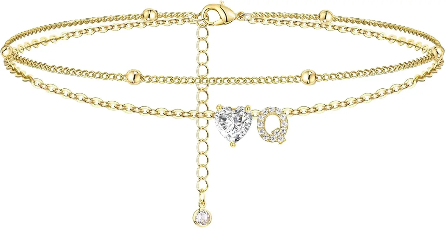 Gold Herz Charm Anfangs-Fußkette