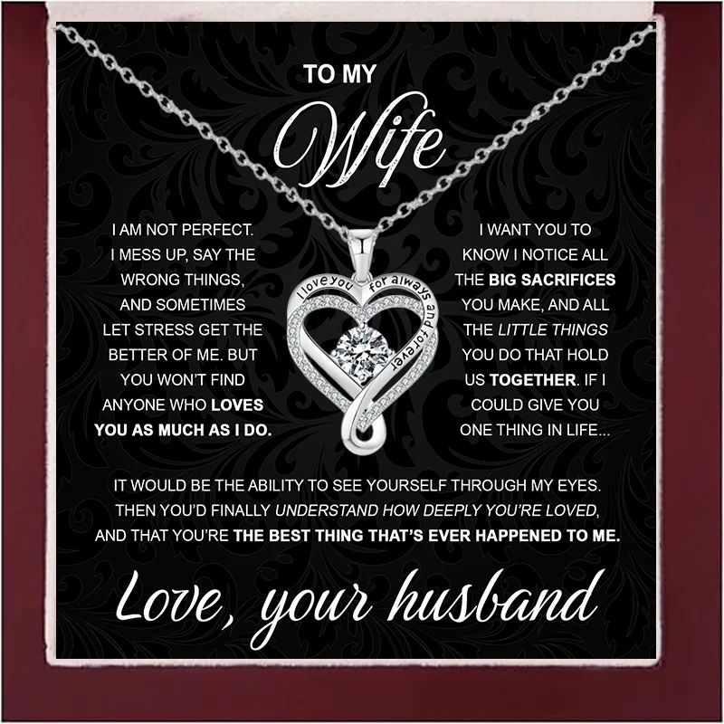 To My Wife From Husband Heart X Heart Necklace