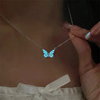 Parure Collier et Bracelet Breloque Papillon Lumineux