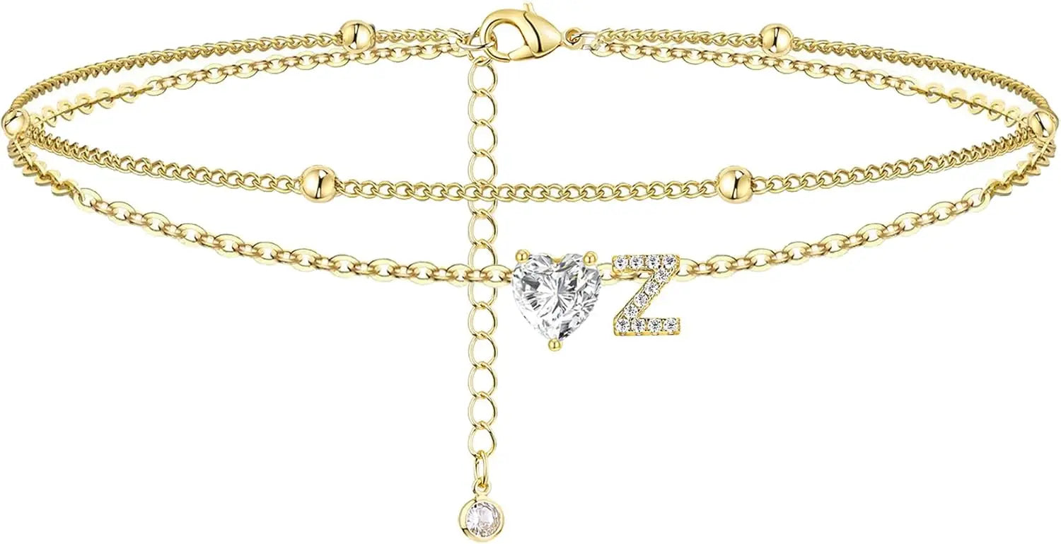 Gold Herz Charm Anfangs-Fußkette