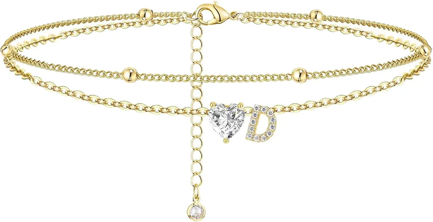 Gold Herz Charm Anfangs-Fußkette