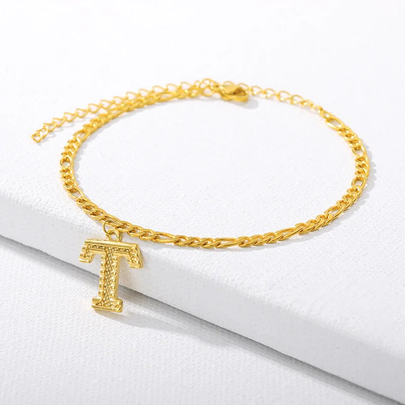 Goldene kubanische Gliederkette Fußkettchen