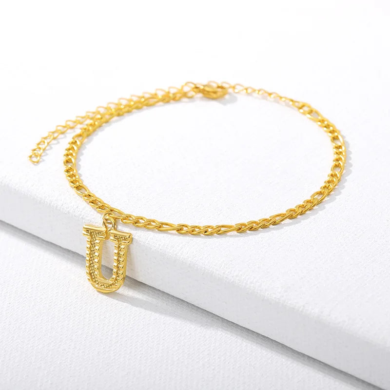 Goldene kubanische Gliederkette Fußkettchen