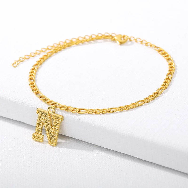 Goldene kubanische Gliederkette Fußkettchen