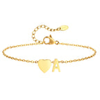 Heart Charm Initial Anklet