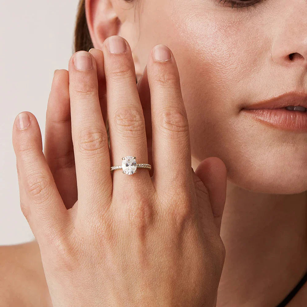 Oval Cut Full Moissanite - Engagement Ring - S925 Silver