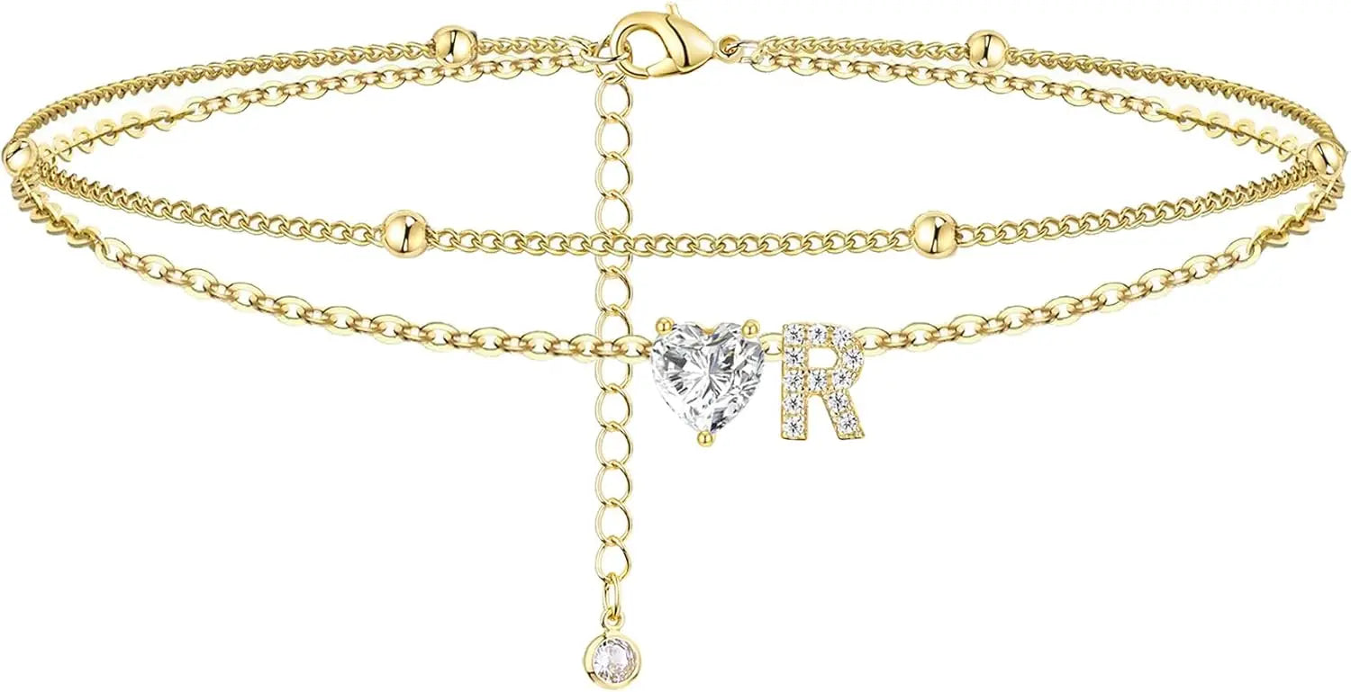 Gold Herz Charm Anfangs-Fußkette