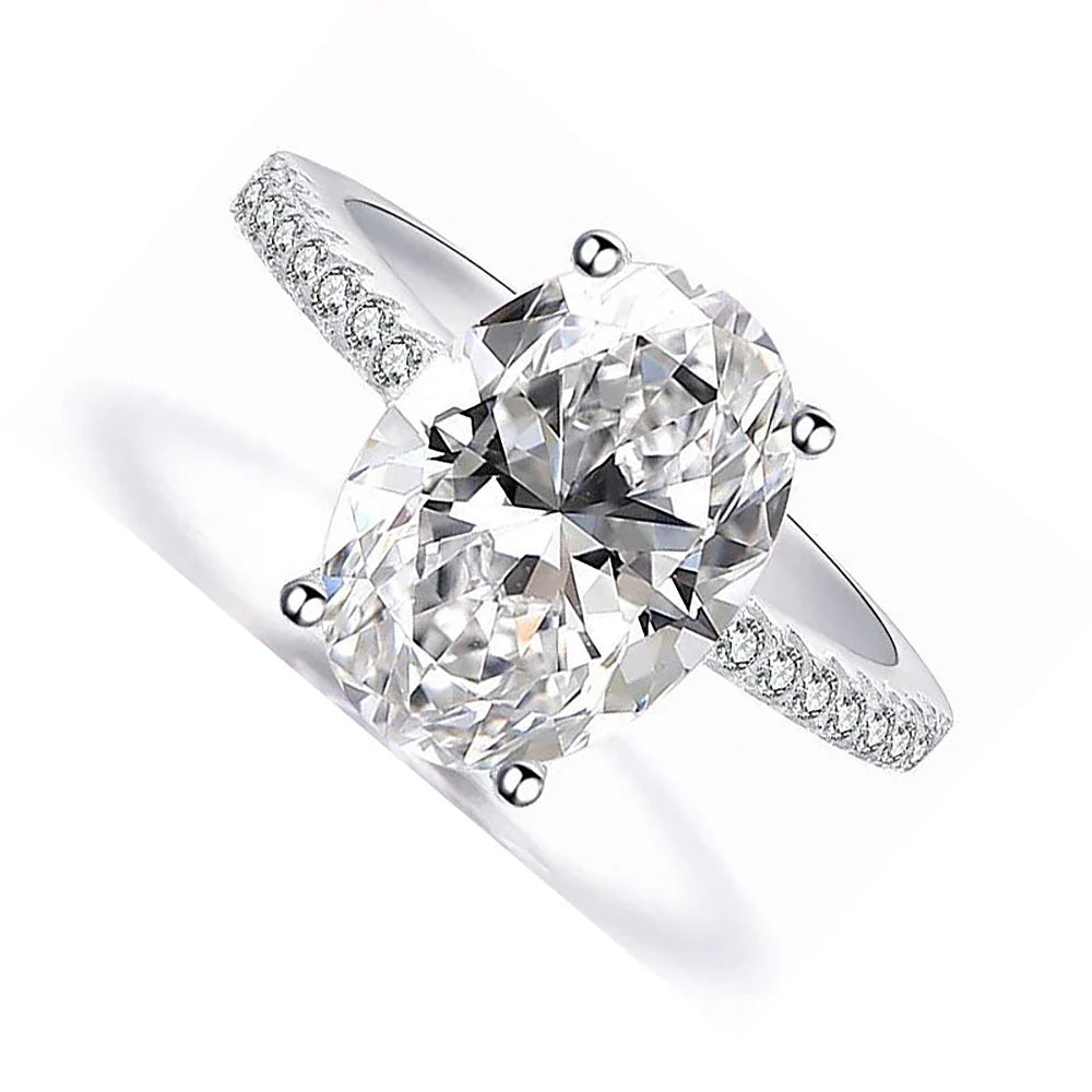 Oval Cut Full Moissanite - Engagement Ring - S925 Silver
