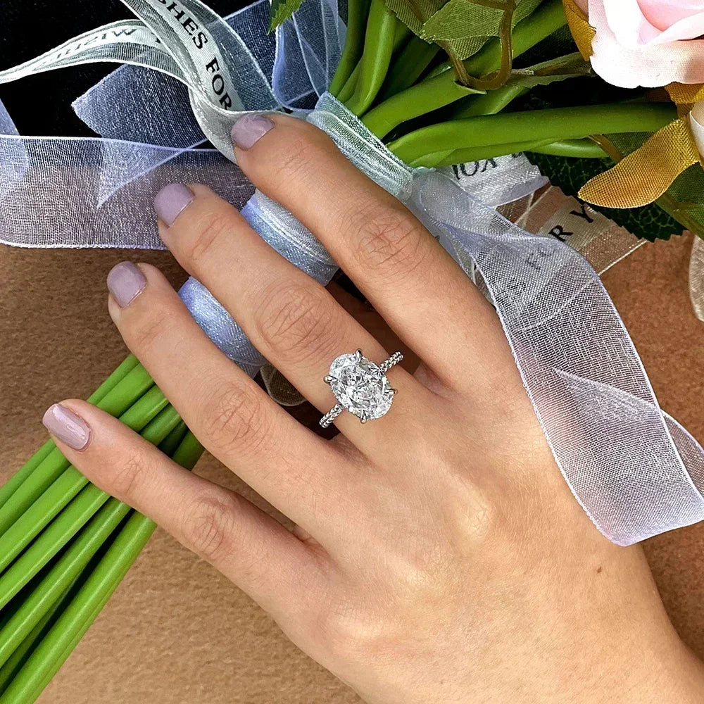 Oval Cut Full Moissanite - Engagement Ring - S925 Silver