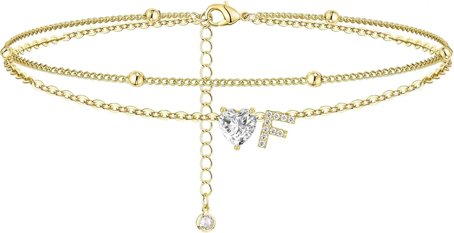 Gold Herz Charm Anfangs-Fußkette