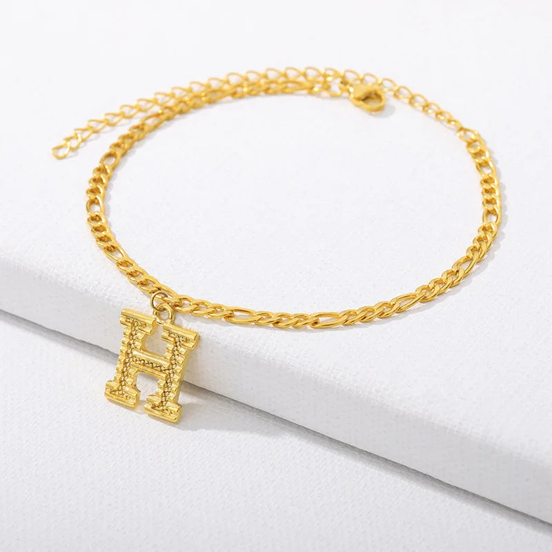 Goldene kubanische Gliederkette Fußkettchen