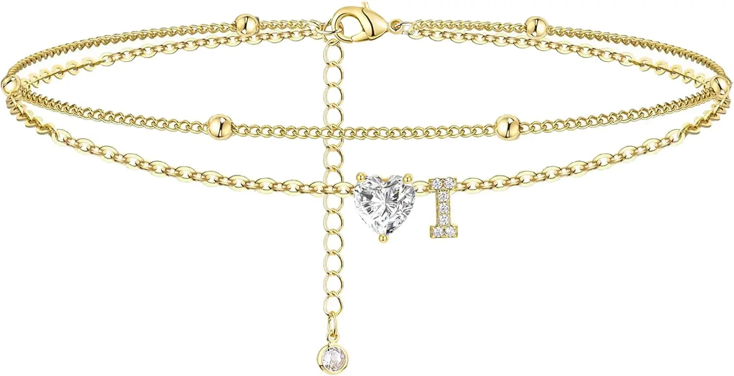 Gold Herz Charm Anfangs-Fußkette
