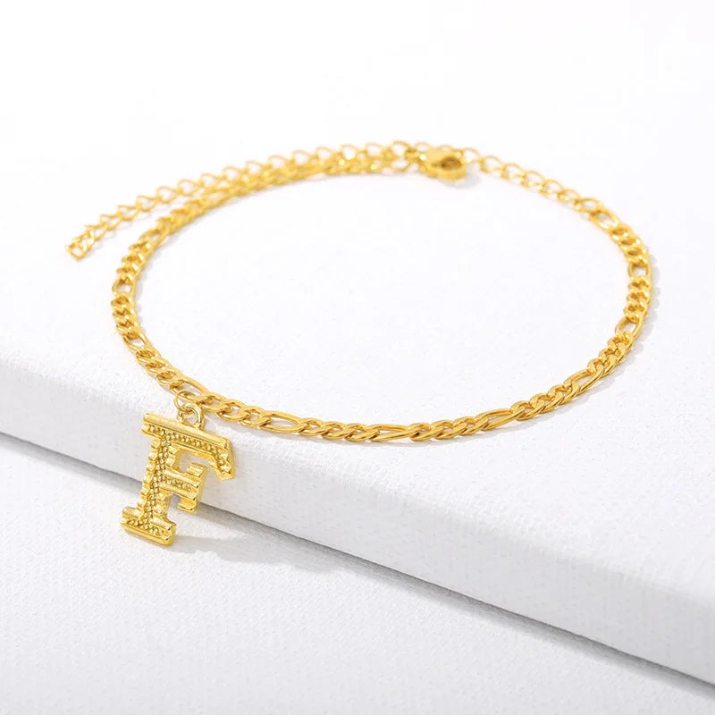 Goldene kubanische Gliederkette Fußkettchen