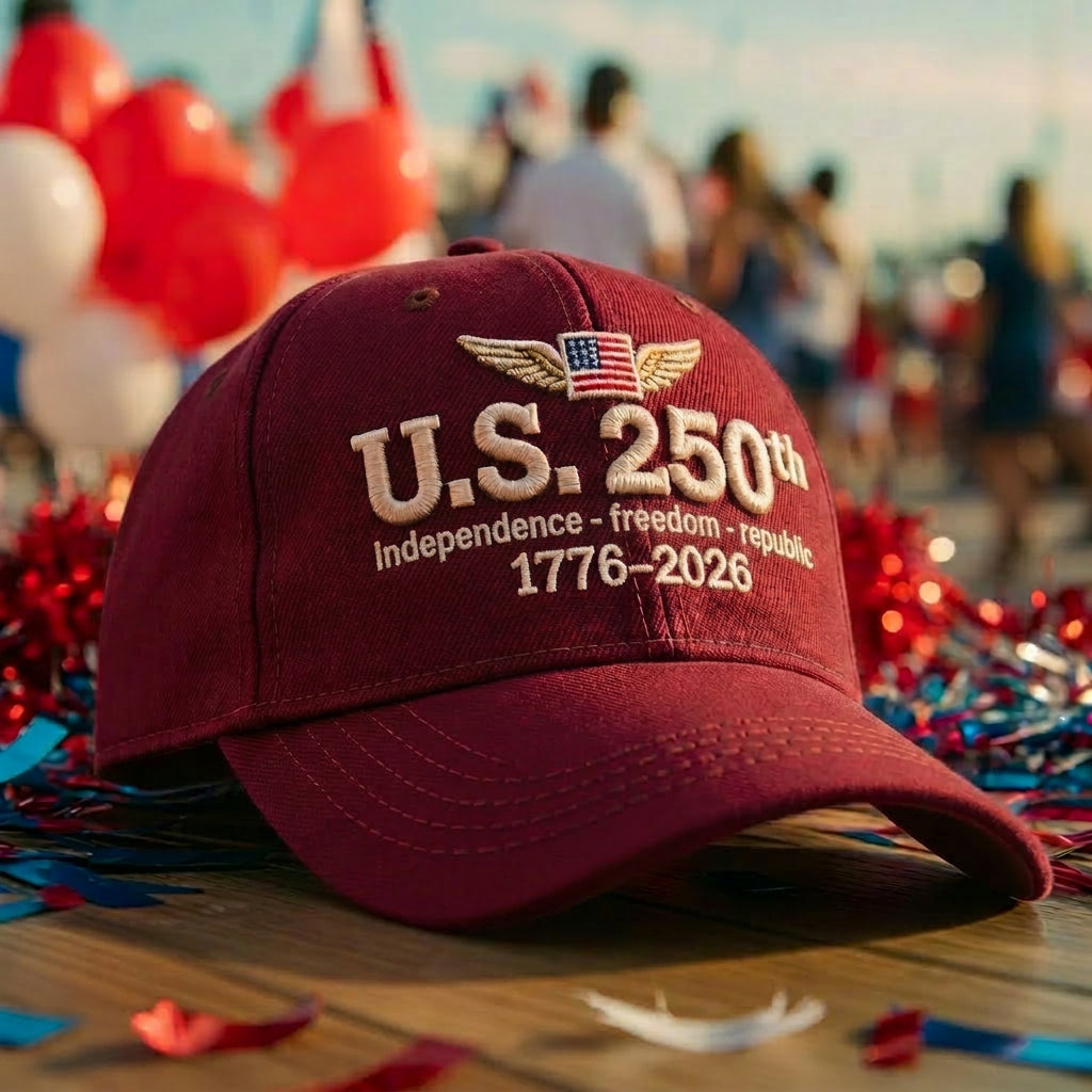 Casquette brodée "250e anniversaire de l'indépendance des États-Unis"