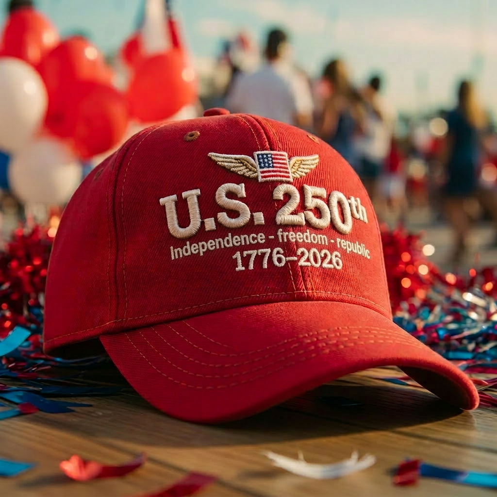 Casquette brodée "250e anniversaire de l'indépendance des États-Unis"