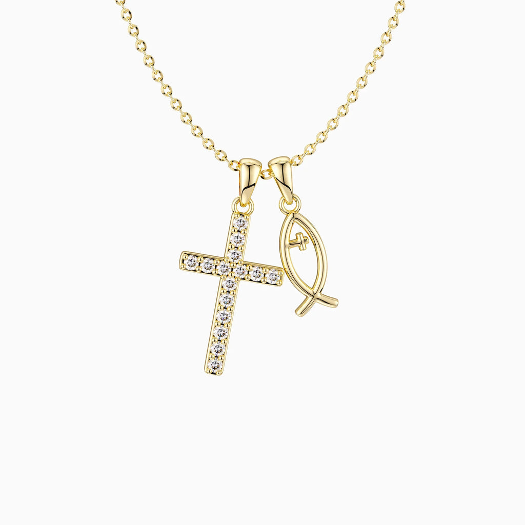 Blessed Cross & Fish Necklace