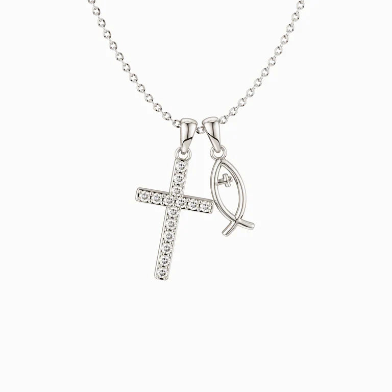 Collier Croix et Poisson Bénis