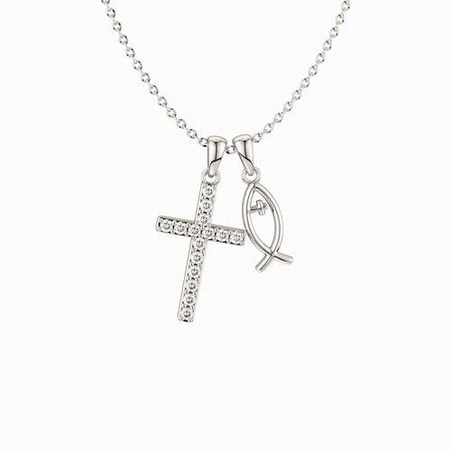 Collier Croix et Poisson Bénis