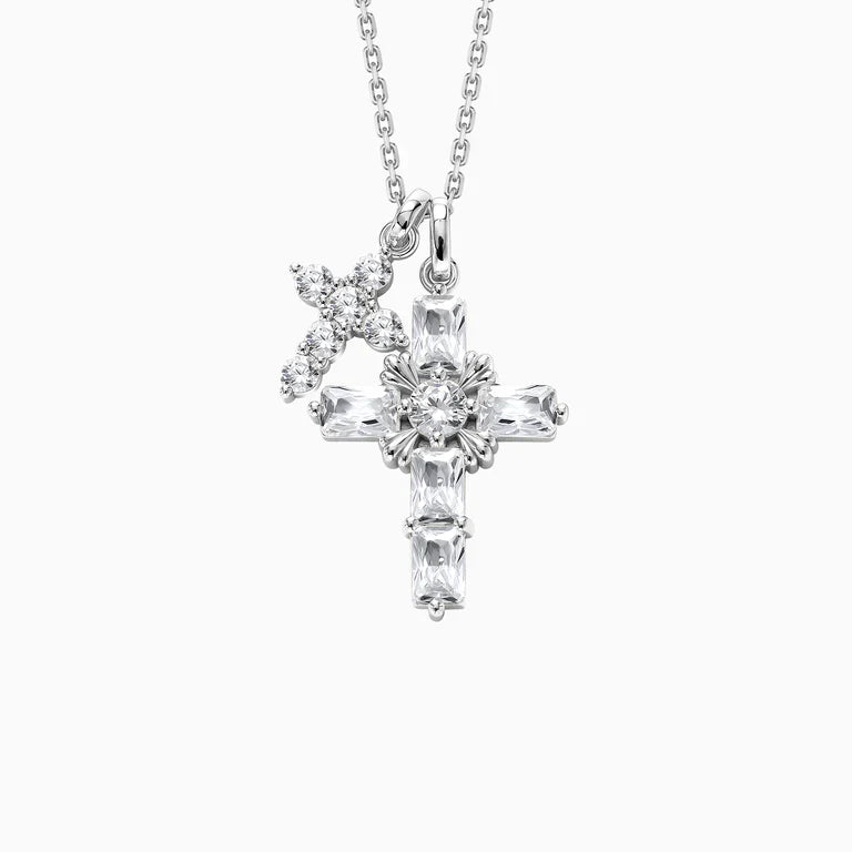 Collier pendentif à double croix byzantines