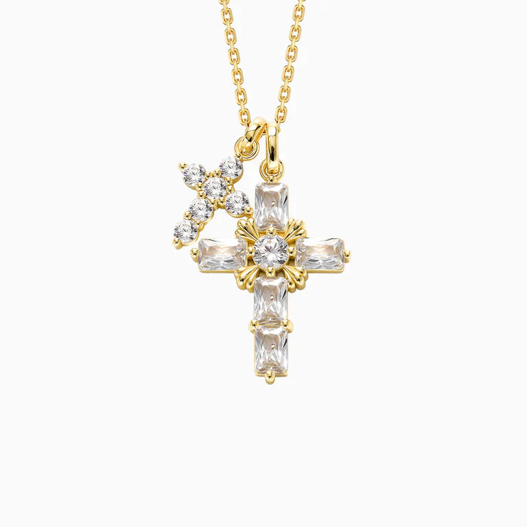 Collier pendentif à double croix byzantines