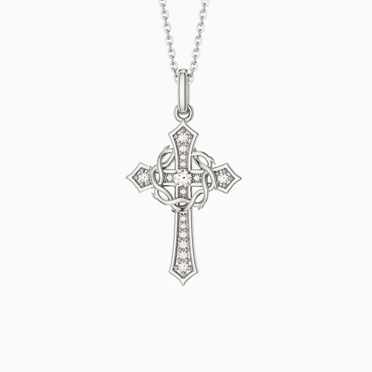 Collier croix et couronne d'épines