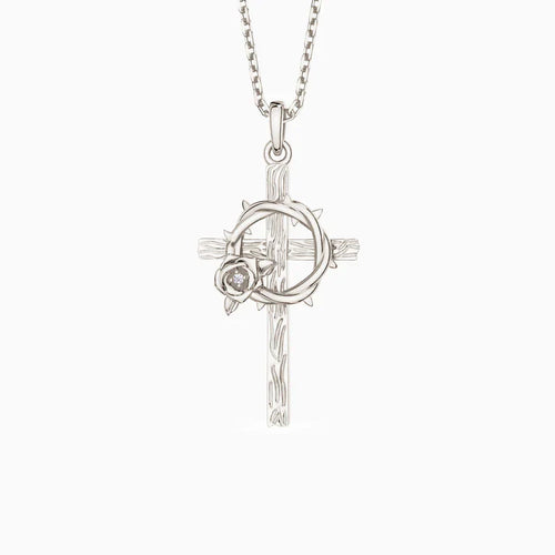 Collier avec pendentif Croix Rose Épineuse