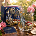 America 250 Statue of Liberty Patriotic Glass Cup Gift Set