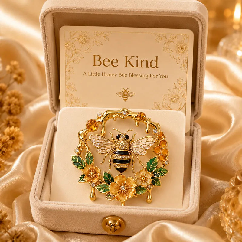 Vintage 3D Bienen- und Blumenbrosche