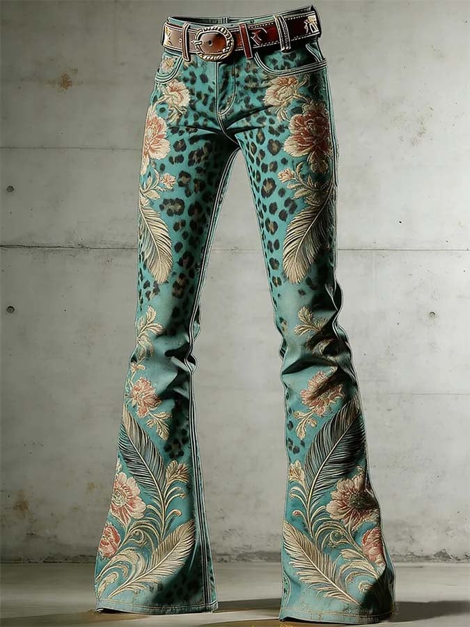 Damen Freizeithose mit Retro-Print