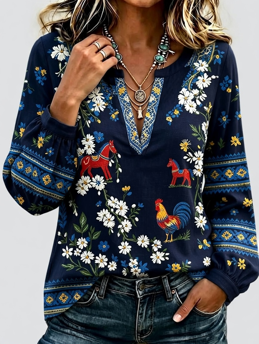 Haut Imprimé Floral Pour Femme