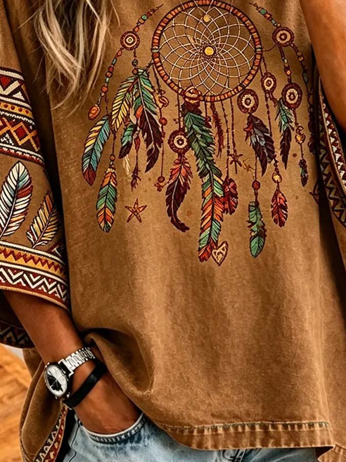 Damen-Freizeit-Top mit Retro-Print