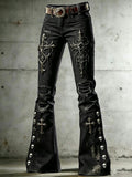 Damen Gothic Totenkopf-Kunstdruck Schlaghose