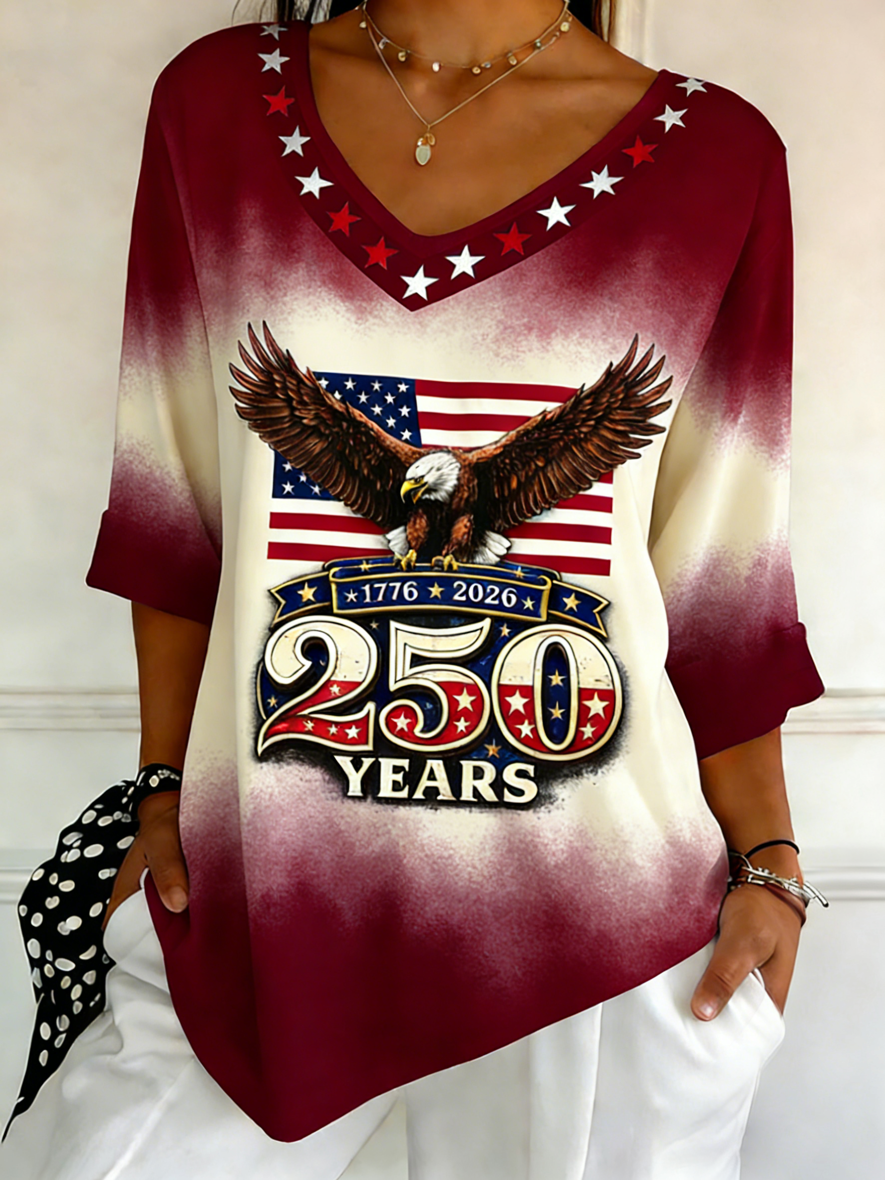 Haut col en V Ombre Aigle 250 ans 1776-2026