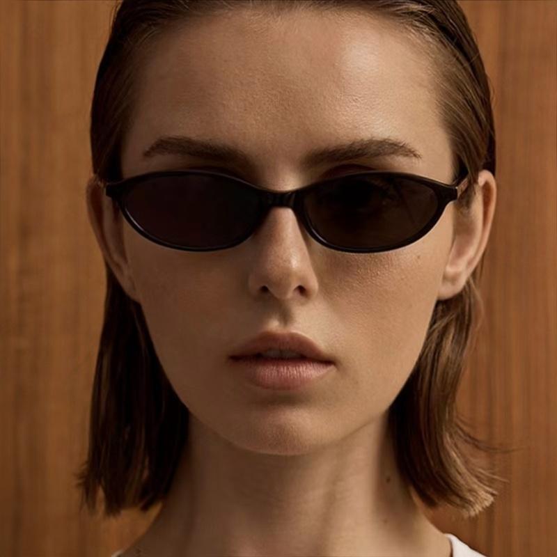 Lot de 3 lunettes de soleil ovales rétro Y2K pour femme – Lunettes de soleil fines années 90 avec protection UV