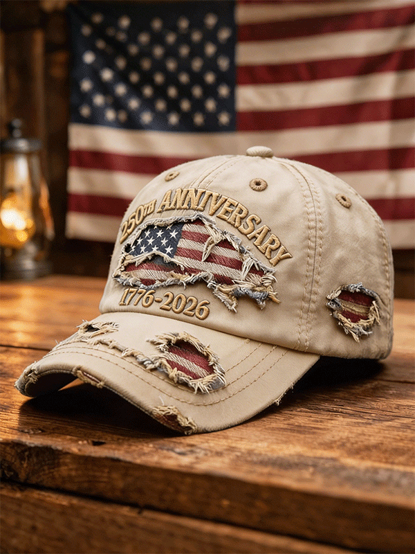 Casquette de baseball vintage en jean vieilli drapeau 250e anniversaire des États-Unis