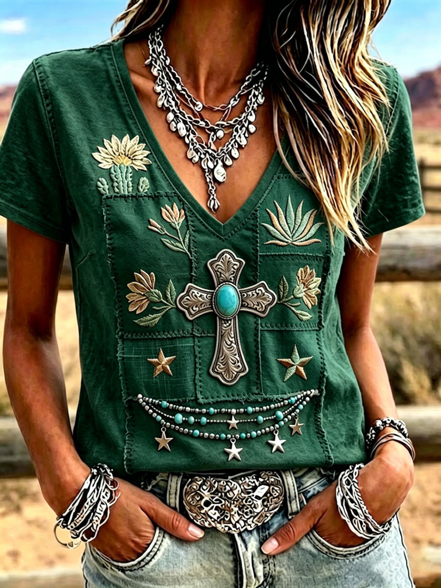 Women'S Casual Retro Western-Style Faith T-Shirt