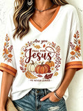 Women's Fall Casual Faith Graphic Print T-Shirt