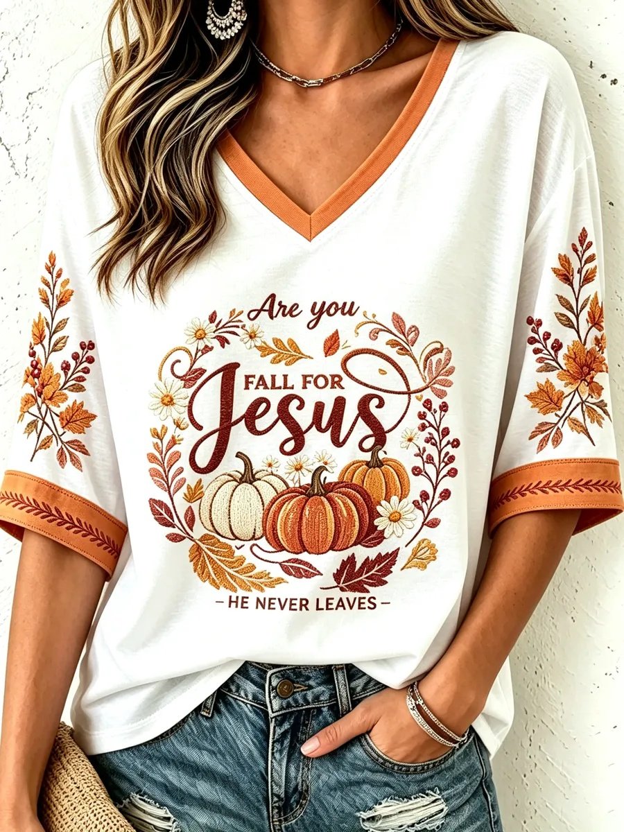 Women's Fall Casual Faith Graphic Print T-Shirt
