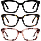 3-Pack Oversized Square Reading Glasses for Women – Fashion Thick Frame Readers Set