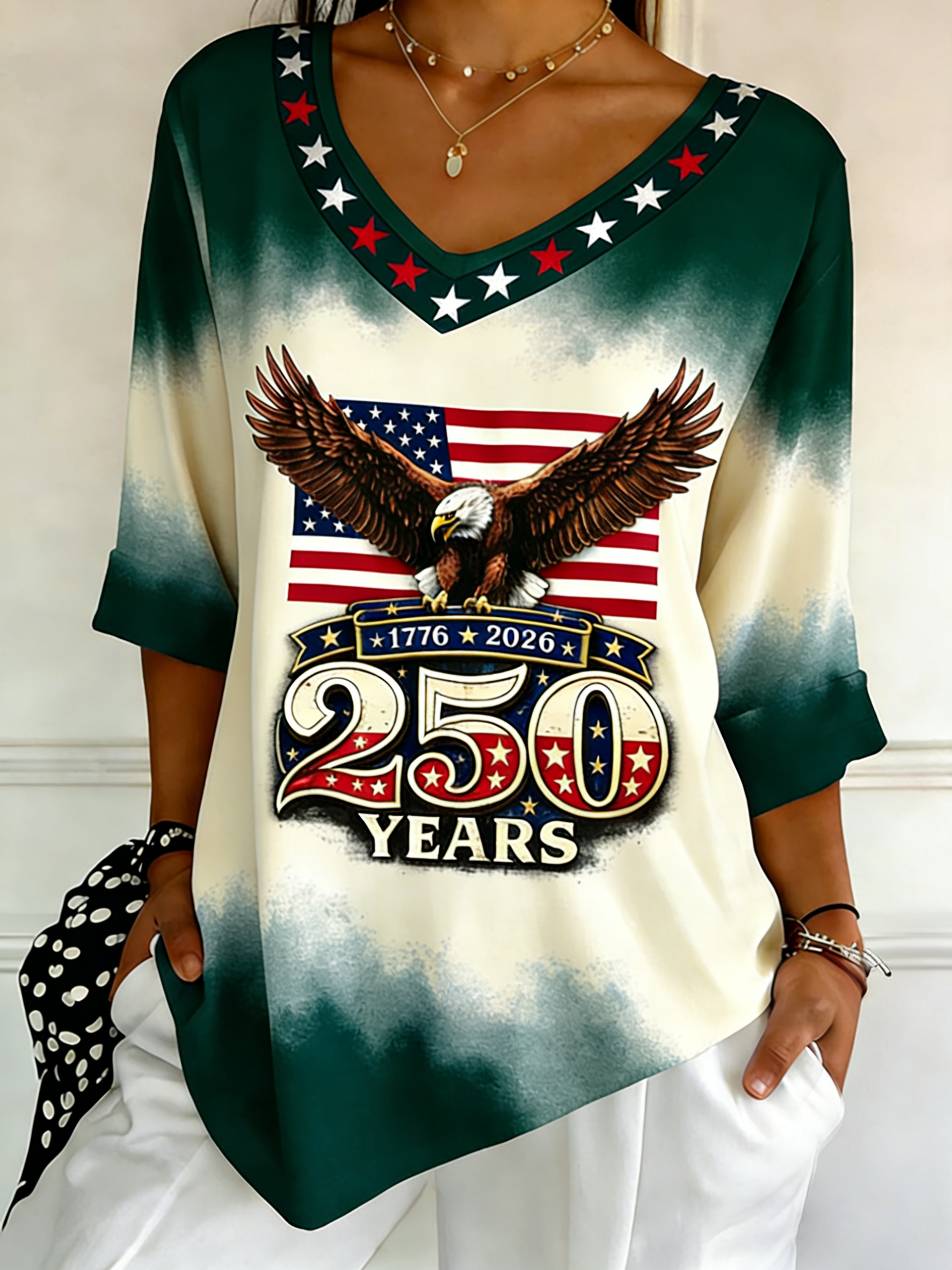 Haut col en V Ombre Aigle 250 ans 1776-2026