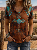 Damen Western Freizeit Bedrucktes Oberteil
