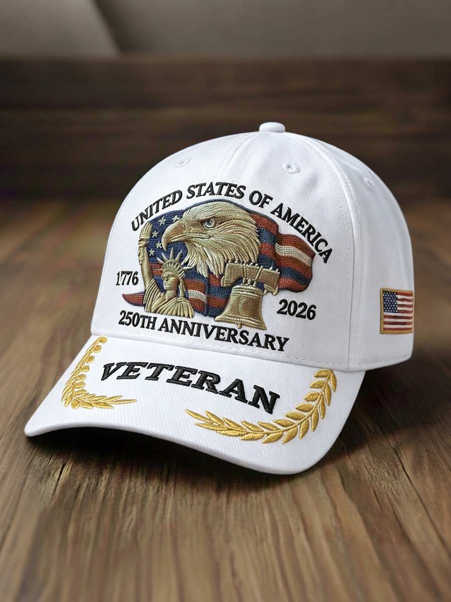 Casquette patriotique brodée aigle chauve vétéran 250e anniversaire des États-Unis