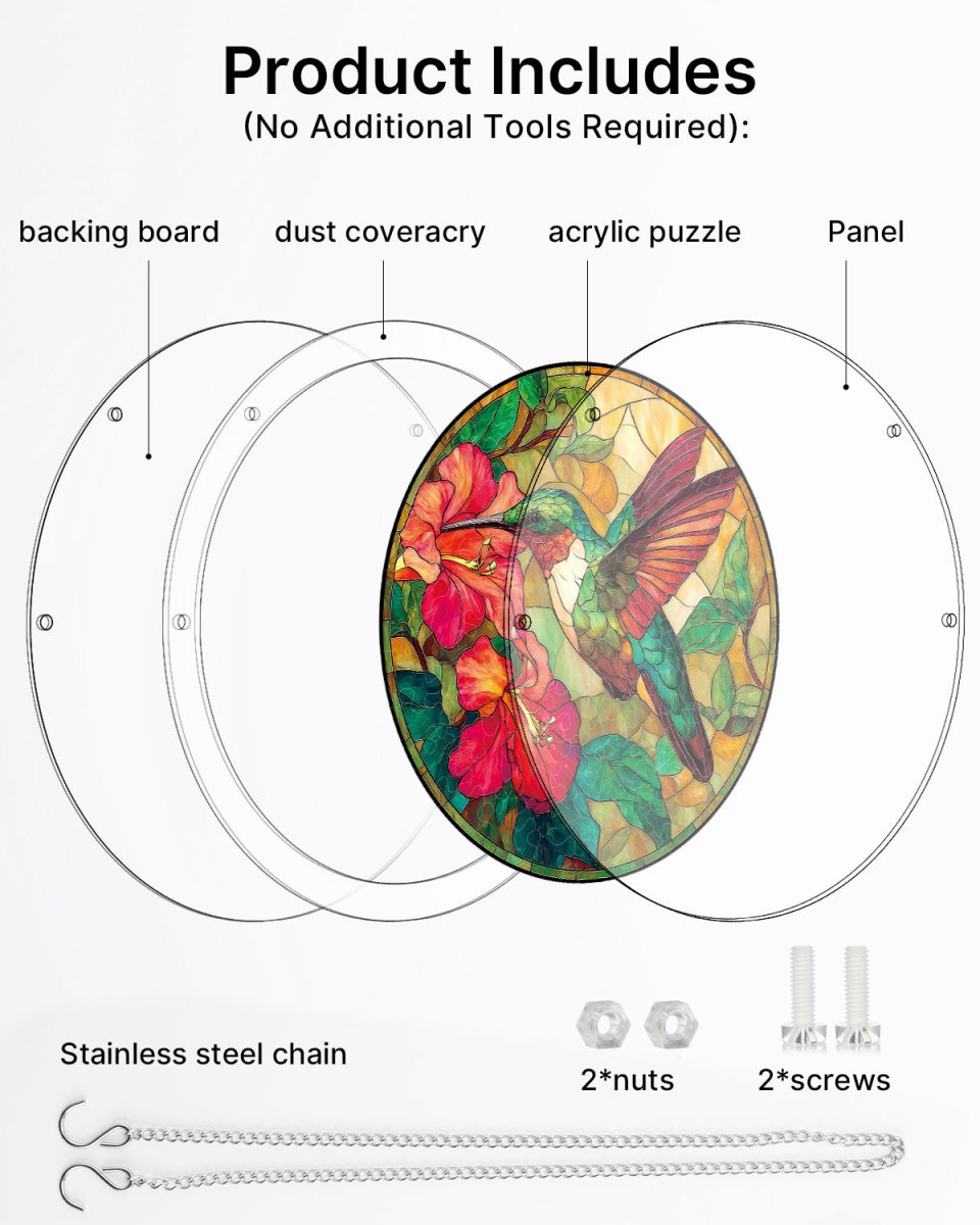 Acryl-Puzzle-Sonnenfänger – Kolibri „Smaragdflamme“