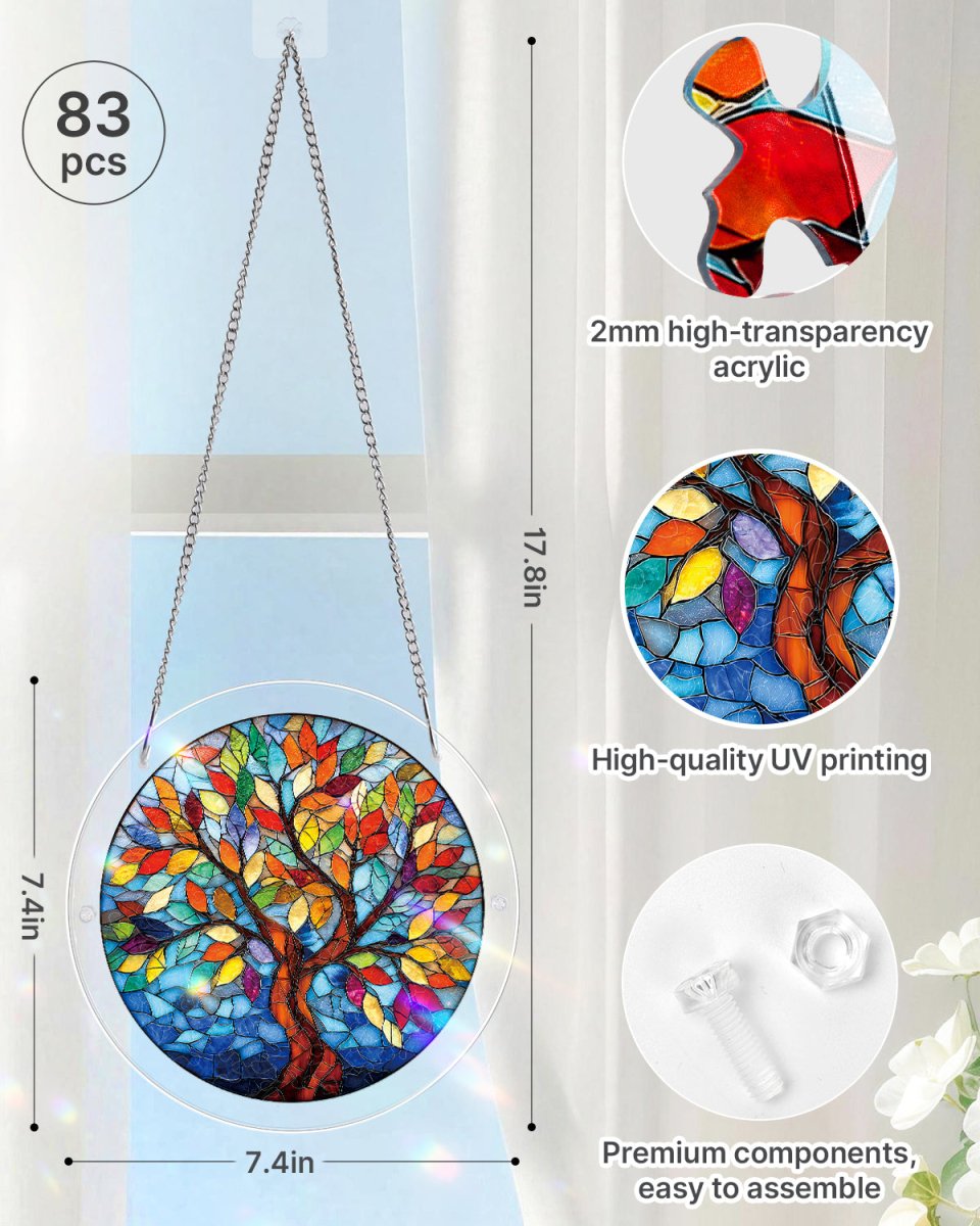 Attrape-soleil en puzzle acrylique – Arbre de verre rayonnant