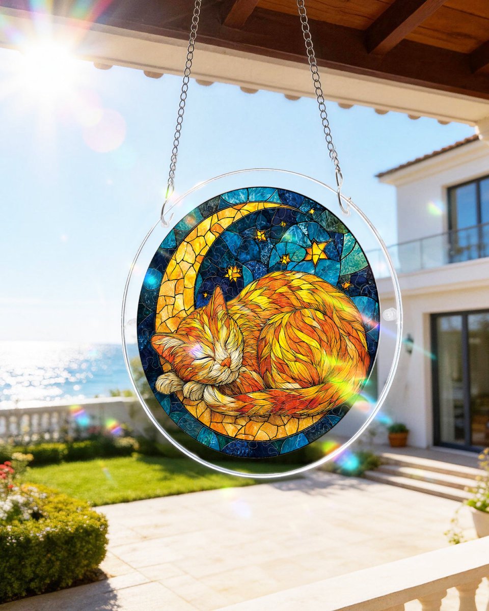 Acryl-Puzzle-Sonnenfänger – Sternenmond-Katze