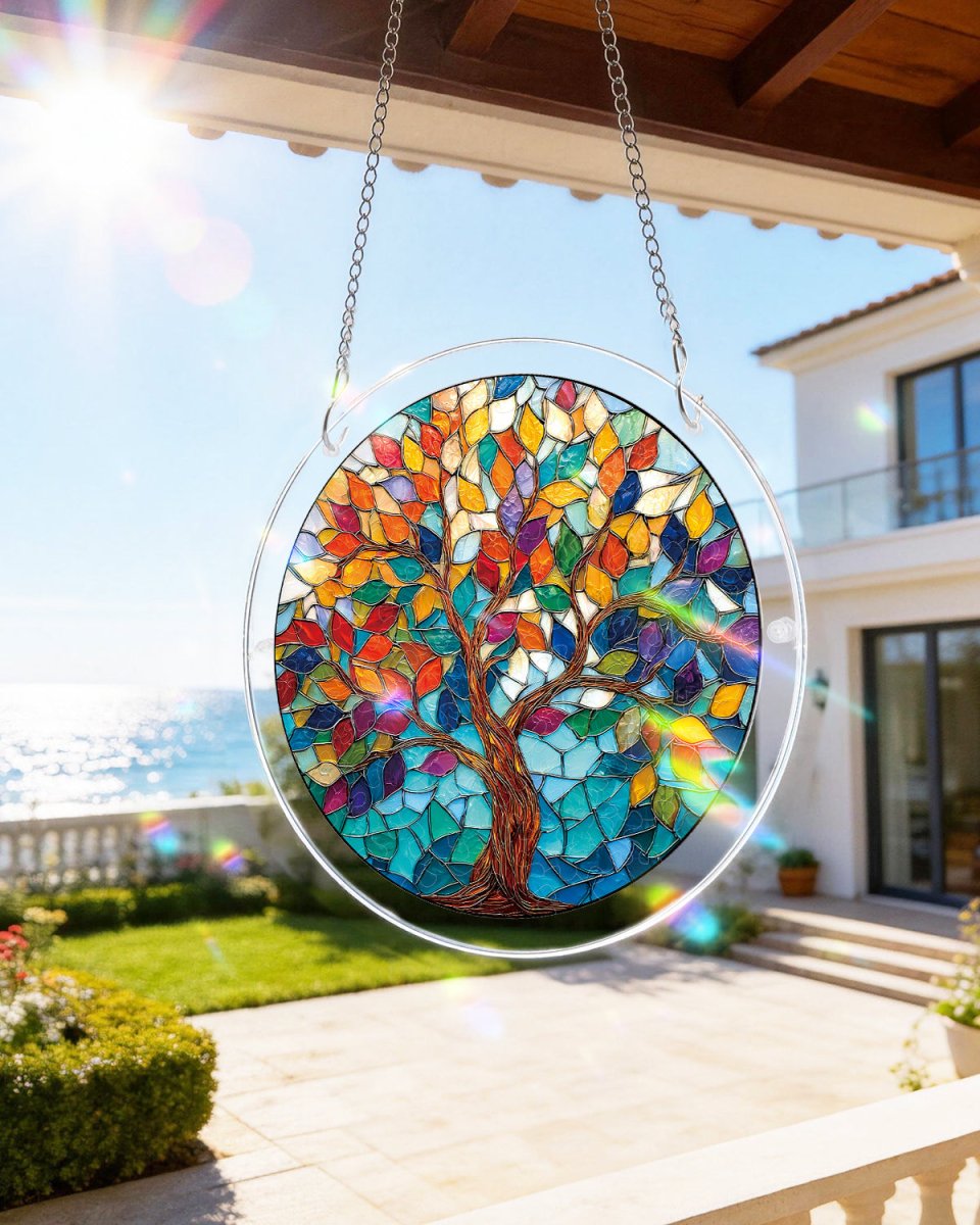 Acryl-Puzzle-Sonnenfänger – Baum der leuchtenden Blätter