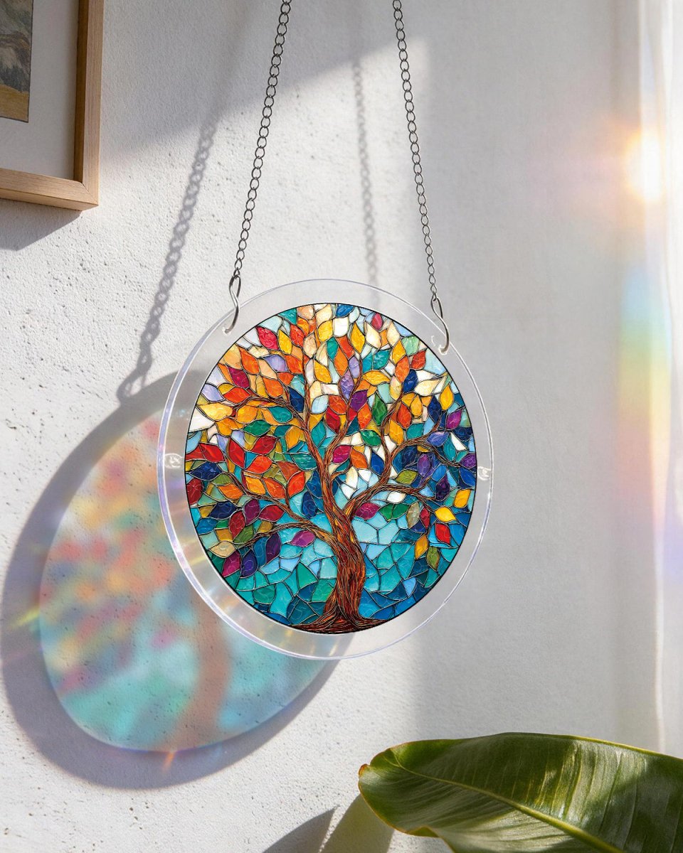 Acryl-Puzzle-Sonnenfänger – Baum der leuchtenden Blätter