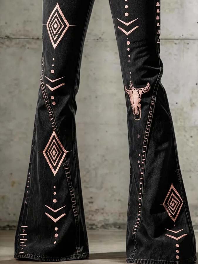 Damen Freizeithose mit Retro-Print