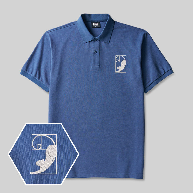 Fibonacci's Cat Geek Embroidered Polo Shirt