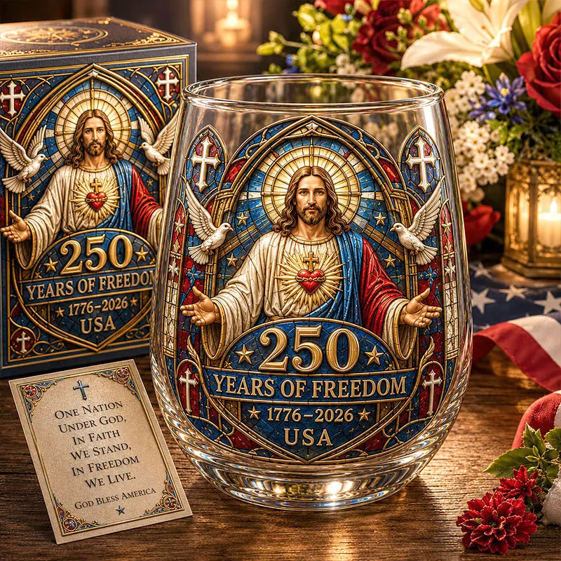 Amerika 250 Heiligstes Herz Jesu Christlicher Glaube Glasbecher-Geschenkset